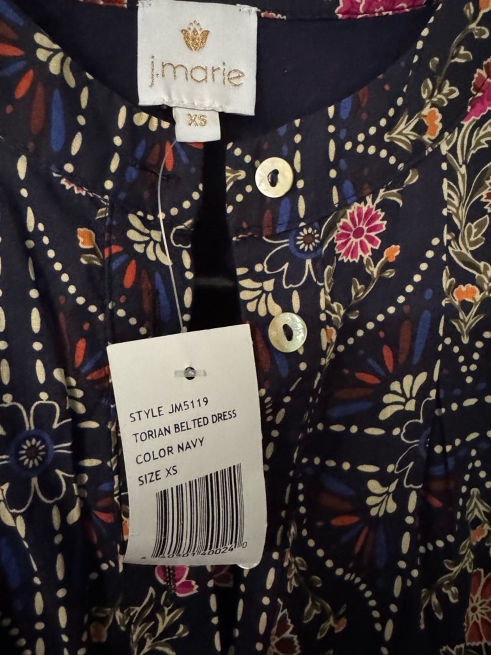 NWT J.Marie Torian Belted Dress Navy Size XS - Picture 5 of 7
